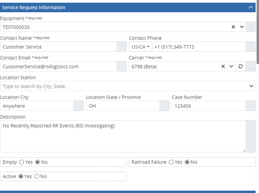 The rail tracking screen from RSI Logistics' Rail Command.