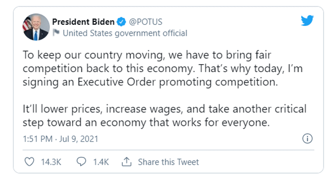 Tweet from Biden